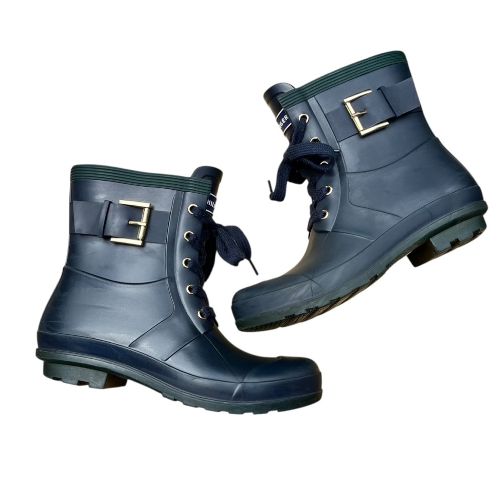 Tommy Hilfiger Timone Waterproof Boots Women’s Size 7 Navy Blue Rain Boots